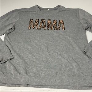 Amazon XL Long Sleeve Pull Over Crewneck Leopard Print Mama Sweater